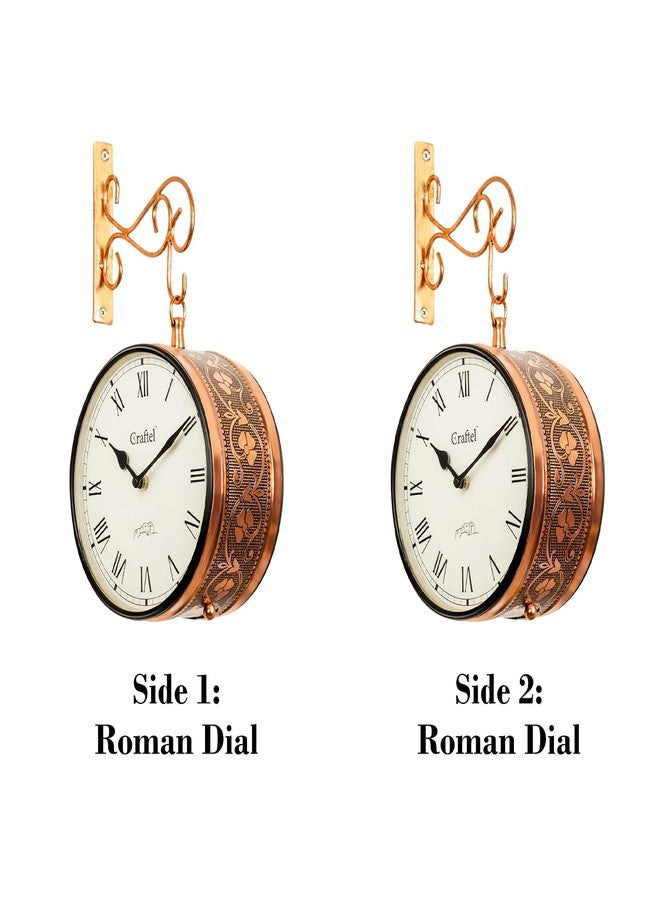 CRAFTEL Metal Roman Dial Double Sided Vintage Station Analog Wall Clock for Living Room Home and Office (Dial - 8 Inches, Rose Gold) - Image 2